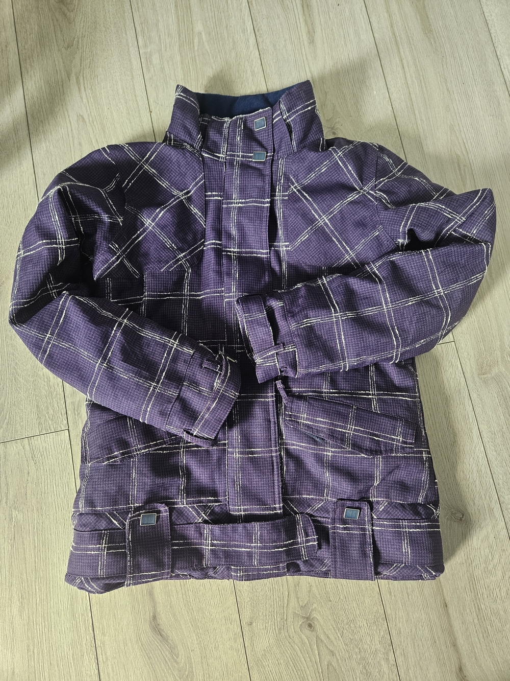 Powder Room X5 Womens Small Purple Plaid Ski Snowboard Jacket Waterproof 10K
